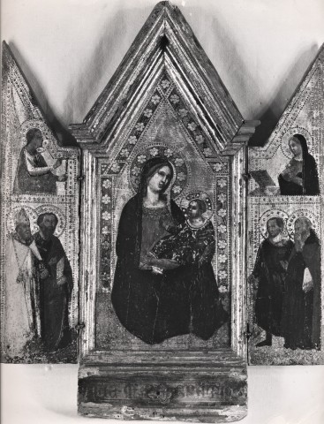 Anonimo — Gaddi Agnolo - seguace - sec. XIV/ XV - Madonna dell'Umiltà; Santi; Angelo annunciante; Maria Vergine annunciata — insieme